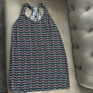 Old navy tank dress. Black, orange, green, white, blue. Size small.